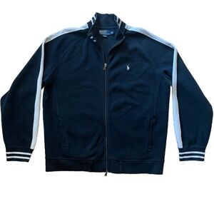 Polo Ralph Lauren Full Zip Jacket Track Jacket 100% Cotton Sz: XXL Black & White